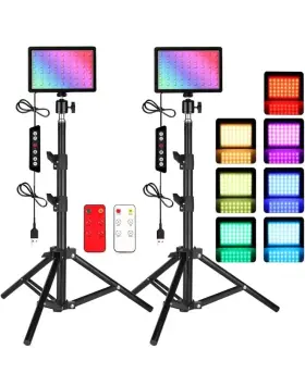 Ai180 Lapgood 2 Pk.rgb Photography Lighting Studio Lights With Adjustable Tripod Stand Led