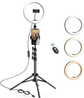 F-533 Letscom 10.2 Inch Selfie Ring Light With Tripod Camera