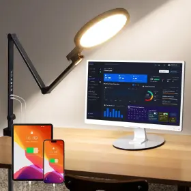Rdl-1 Lifengsoler Clamp Desk Light Eye-care Office Lamp With Usb Charging Ports 1200lm 5