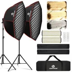 A-fx00062 Lightdow Light Box Photography Lighting Kit 2-pack 37 Inch Octa Softbox Honeycomb Grid 110