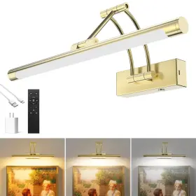 Dh-bc258-400 Lightinn Brass Picture Light For Wall - 16inch Dimmable And Rechargeable Art With