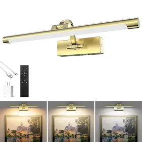 Dh-bc259-400 Lightinn Brass Picture Light For Wall - 16inch Dimmable And Rechargeable Art With