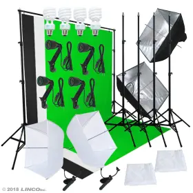 Linco 755746521820 Studio Lighting Light Video Photo Softbox Photography Kit Backdrop Muslin #2