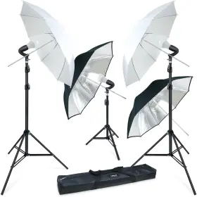 Am249 Linco Photography Studio Lighting Kit 4 Photo Umbrella Stand With Bag