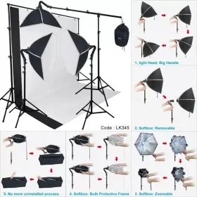 Lk345 Linco Photography Studio Softbox Lighting And Muslin Backdrop Stand Kit