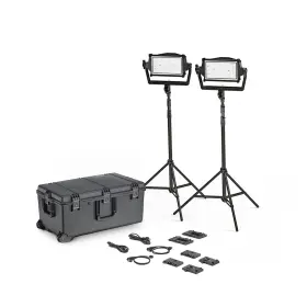 Lp9360302 Litepanels Astra Ip Half Bi-color Led 2-light Traveler Kit With 2x Gold Mount An