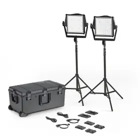 Lp9361302 Litepanels Astra Ip 1x1 Bi-color Led 2-light Traveler Kit With 2x Gold Mount And