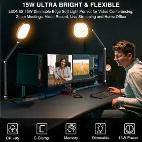 Litones 689850045203 Zoom Lighting For Computer Video Conference Light 15w Desk Ring #3