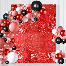 Backdrop5.15 Ljie-house Hn-js-18pcs Red Shimmer Wall Backdrop Sequin 3ftx6ft Party For Bridal S