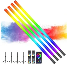 Mood1s Lookmein 4 Pack Rgb Led Tube Lights 4ft With Tripods Remote App Control Music Sync Stage Dj