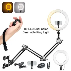 Ebem1181 Ls Photography Dimmable 14 Inch Led Ring Light Dual Color And 4 Lever Locking System Articular Arm