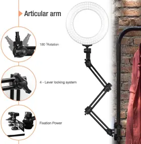 Ebml1434 Ls Photography A Led Dual Color Dimmable Ring Light 14 Inch Extendable Mounting Clamp Arm Stand #3