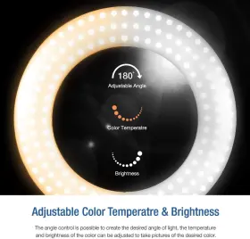 Ebml1435 Ls Photography A Dimmable Dual Color Led 14 Inch Ring Light Extendable Mounting Clamp Arm Stand #2