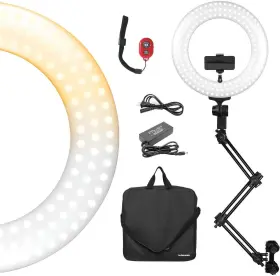 Ebpl1414 Ls Photography A Extendable Mounting Clamp Arm Dual Color Dimmable Led Ring Light 14 Inch Kit