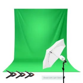 Ebpl1576 Ls Photography 5 X 7 Ft. Green Photo Backdrop With Studio Light Umbrella Kit Clamps