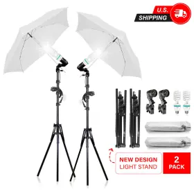 Ebpl1646 Ls Photography 2-pack 33 Inch 3-fold Ultra-compact Translucent Soft White Umbrella Lighting Kit