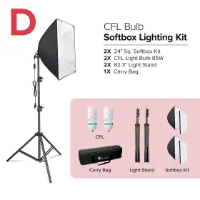 Ebpl1703 Ls Photography 20 Inch X20 Black Silver Softbox Lighting Kit Led Cfl Carry Bag Bundle D