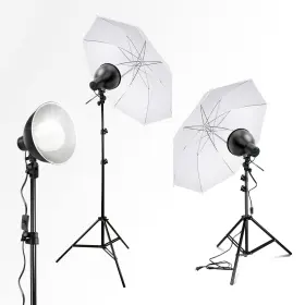 Ebpl1793 Ls Photography Set Of 2 White Umbrella Photo Reflector Lighting Kit Led Bulbs 7.5 Inch Lamp