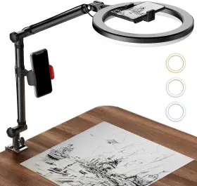 Rf100 Luoled 744110939743 Ring Light With Stand And Phone Holder Usb 10 Inch For Desk Overhead Ca