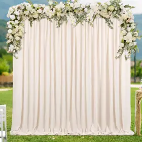 10x8polyester Luoluohouse 10ftx8ft Polyester Backdrop Curtains 2 Packs 5ftx8ft Ivory