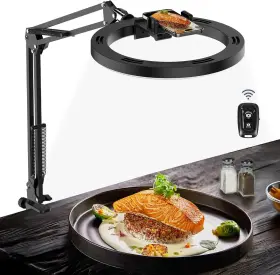 Luxsure 445021975945 Overhead Camera Mount With Ring Light Phone Holder 10 Inch Led For Desk
