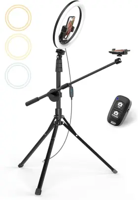 G055 Luxsure 710859536543 12 Inch Selfie Ring Light With Stand And Overhead Phone Mount 62 Foldable