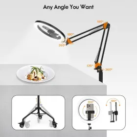 Luxsure 800689620724 Ring Light Tripod With Stand And Phone Holder Casters #3