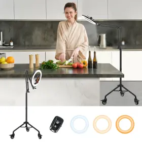 F620-noir Luxsure Ring Light Tripod For Iphone Overhead Phone/camera Mount With Casters Led Ri