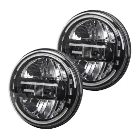 Lx-light 651354613813 Dot Approved Black 7 Inch Led Headlights With White Halo Ring Compat
