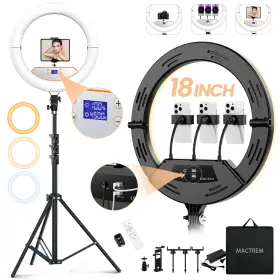 R22-m Mactrem 18 Inch Foldable Ring Light With Stand For Iphone Ipad Led Display/2 Usb Ports/4