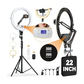 Sy-123 Mactrem 22 Inch Foldable Ring Light With Stand For Iphone Ipad 75 Tripod Wheels 50w