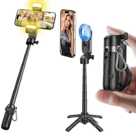Magic John 712584605136 Phone Tripod With 2 Selfie Light Portable Pocket Size S... Fast Ship