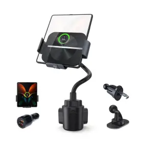 Sy-681 Makaqi Wireless Car Charger For Z Fold 7/6/5/4/3/2 Dual Coil Cup Holder Phone Mount