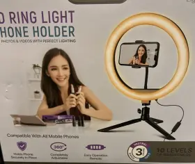 Max Charge 811191034572 New. Led Ring Light Kit. 10 Levels 3 Colors. Camera Makeup Phone