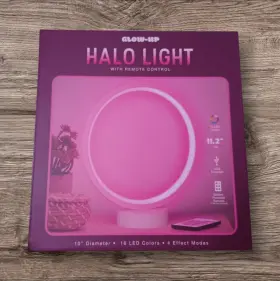 Merkury Innovations 194383045038 Glow-up Halo Light With Remote Control 10 Inch Diameter 16 Led Colors 4 Effect Modes