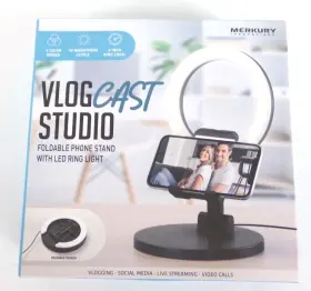 Merkury Innovations 944383024163 Vlogcast Studio Foldable Phone Stand And Led Ring Light Nib