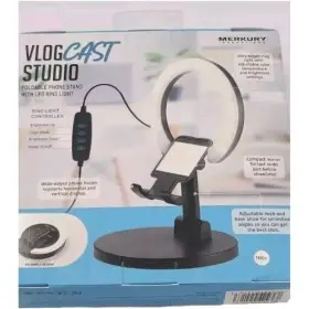 Ml-vlg12-101w Merkury Innovations Vlog Cast Studio Foldable Phone Stand With Led Ring Light 6 Inch - New