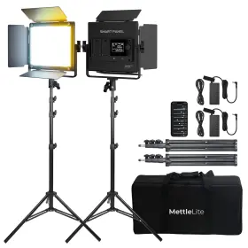 Spl210b Mettlelite 2 Pack Bi Color Led Video Light Kit With App Control 3200k-5600k Cr