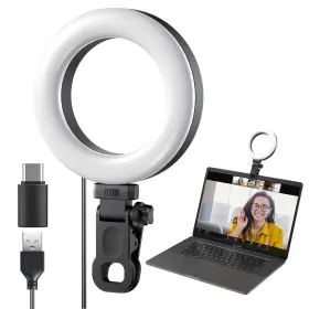 My048 Meyin Ring Light Clip On Laptop Monitor Webcam 10 Brightness Level Video Con