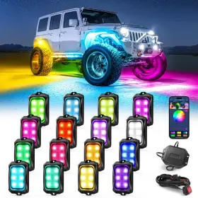 Mic-lrl-853 Mictuning C2 Rgb Ic Rock Lights - 16 Pods Dynamic Chasing Color Underglow Ne