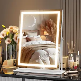 Hz2735s-w-bb Miniso Vanity Mirror With Lights-10.6 Inch X 13.8 Led Makeup 3 Color Mod