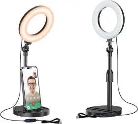 Mionondi 313021946975 Desk Ring Light With Telescopic Stand Travel Desktop Hola For Phone Selfi
