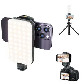 Mionondi 795847435046 Phone Tripod Mount With Light Camera Hotshoe Rechargeable