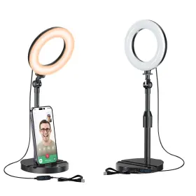 Mionondi 795847435060 Desk Ring Light With Telescopic Stand Travel Desktop Hola For