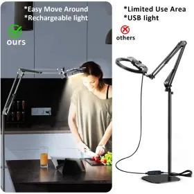 Mionondi 795847435077 Overhead Phone Tripod For Cooking Videos With Rechargeable Light Move Around #3
