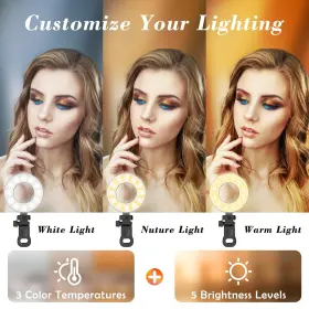 Mojimdo 747783957267 Ring Light 3 Color 5 Brightness And Timer 3.5ftft Small Video Conference Lighting #2