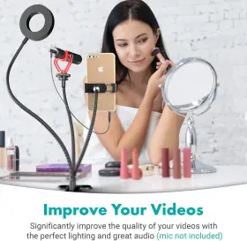 Vgc-3 Movo Selfie Ring Light Stand With Phone Holder And Third Flexible Arm