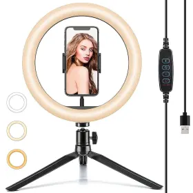 F10-260cw Moyawsdgn 10 Inch Desk Ring Light With Tripod Stand 3 Modes And 11 Brightness Level A