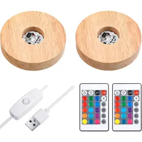 Mudder-19225 Mudder 2 Pieces Led Light Base Display Lighted Stand 16 Colored