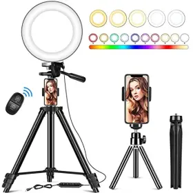 Z8rgb-3 Mutudu Ring Light 3 Tripods Selfie Lights Stand Phone Holder - Black